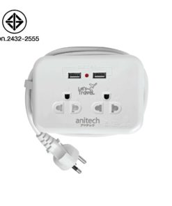 Anitech ปลั๊กไฟมาตรฐาน มอก. 2 ช่องเสียบ 2 USB H9022