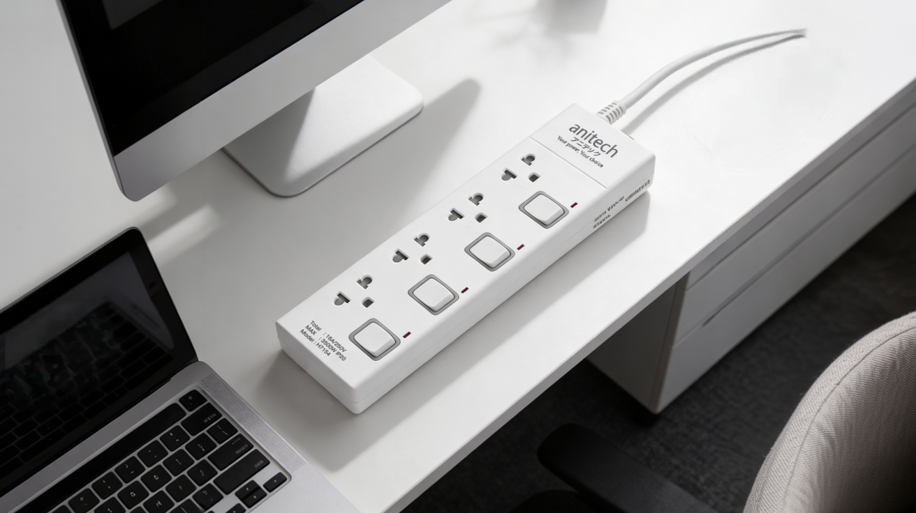 Anitech ปลั๊กไฟ 4 ช่อง 4 สวิตช์ รุ่น H7154-WH กำลังไฟ 3500 วัตต์ สายยาว 5 เมตร - Image 2