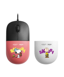 Anitech X Snoopy4 เมาส์มีสาย คลิกเงียบ 1200 DPI USB A-C รุ่น SNP-A552-BK