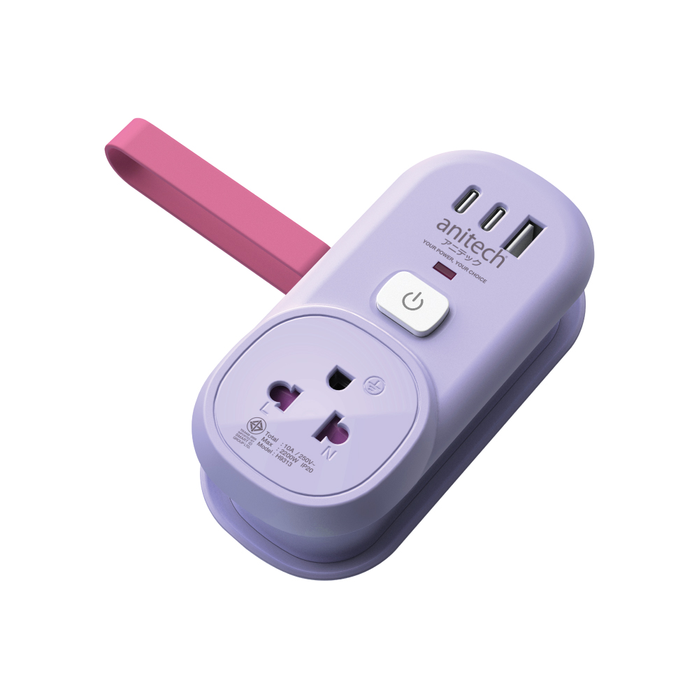 Anitech ปลั๊กไฟ รุ่น H9313-PU 1 ช่องเสียบ USB 2 ช่อง กำลังไฟสูงสุด 2200W สายยาว 1.2 ม. - Image 3