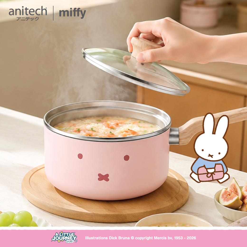 anitech | miffy หม้อด้ามพร้อมฝา MF-CWSP18 เคลือบ non-stick 2 ชั้น อาหารไม่ติดภาชนะ ทำความสะอาดง่าย สามารถใช้ได้กับเตาทุก - Image 2