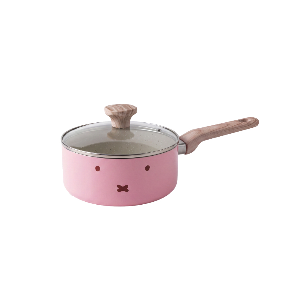 anitech | miffy หม้อด้ามพร้อมฝา MF-CWSP18 เคลือบ non-stick 2 ชั้น อาหารไม่ติดภาชนะ ทำความสะอาดง่าย สามารถใช้ได้กับเตาทุก