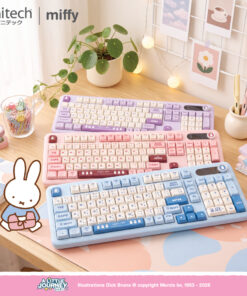 Alternative view of anitech | miffy คีย์บอร์ดไร้สาย MF-P506-PI หน้าจอแสดงผลสถานะการเชื่อมต่อและแบตเตอรี่ รองรับการเชื่อมต่อ 3 รูปแบบ