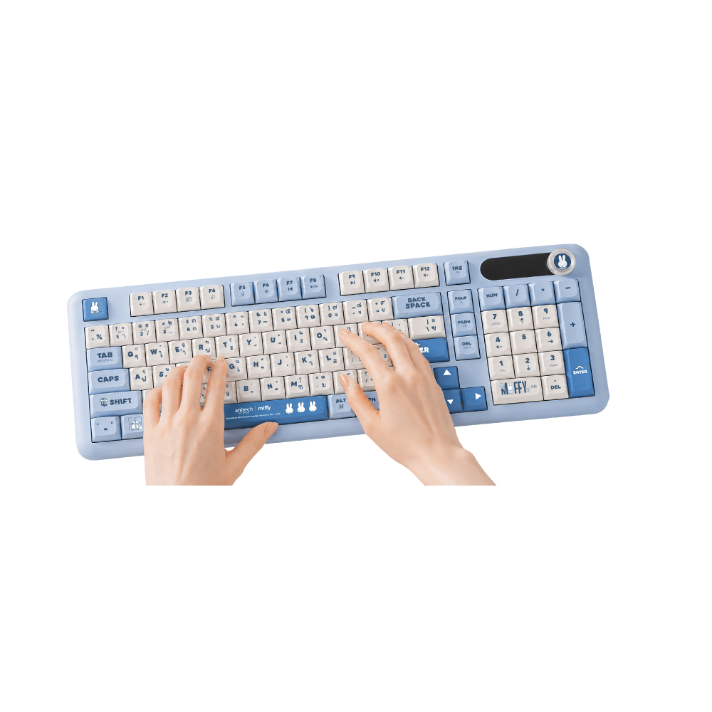 anitech | miffy คีย์บอร์ดไร้สาย MF-P506-BL หน้าจอแสดงผลสถานะการเชื่อมต่อและแบตเตอรี่ รองรับการเชื่อมต่อ 3 รูปแบบ - Image 4